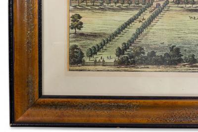 Color Print of an English Estate in a Wooden Frame