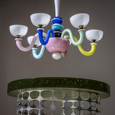 Colorful Glass Chandelier in the Style of Gio Ponti Italy Mid 20th Century