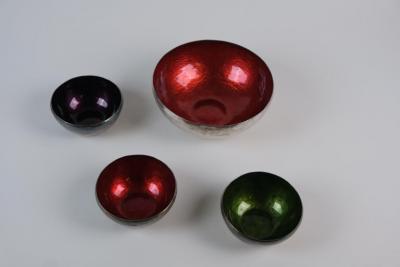 Colorful Handmade Eva Hidstr m Sterling Silver Enameled Bowl Set Finland 1970s