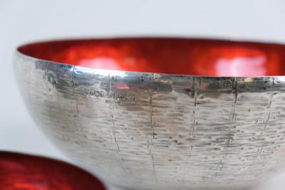 Colorful Handmade Eva Hidstr m Sterling Silver Enameled Bowl Set Finland 1970s