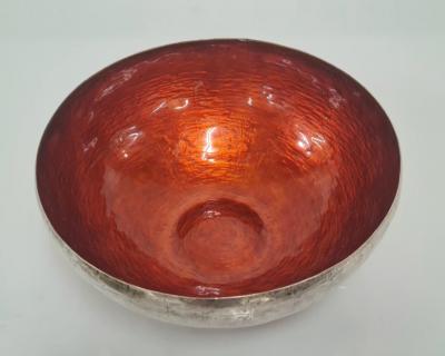 Colorful Handmade Eva Hidstr m Sterling Silver Enameled Bowl Set Finland 1970s