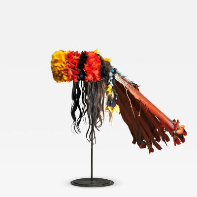 Colourful Neck covering Headdress Myhara from the Rikbaktsa people in Brasil 