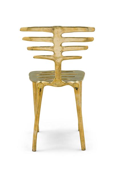 Coluna Organic Form Horizontal Slat Polished Bronze Side Chairs