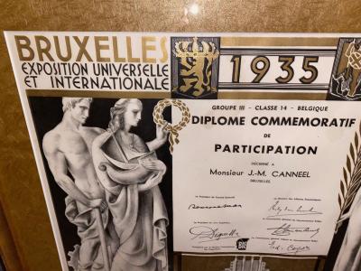 Commemorative Diploma for Belgian Artistic Art Deco Exposition