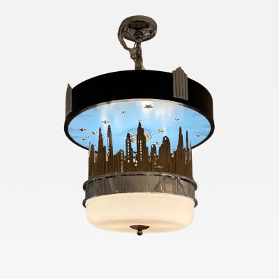 Commissioned for Arnie Morton Custom City Skyline Chandelier