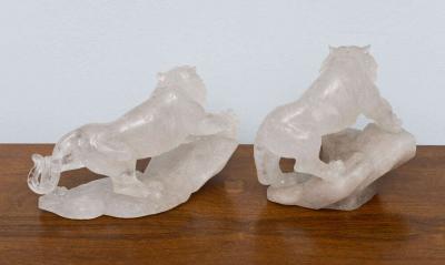 Companion Pair of French Contemporary Rock Crystal Tiger Sculptures