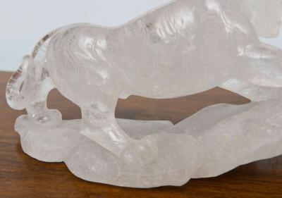 Companion Pair of French Contemporary Rock Crystal Tiger Sculptures