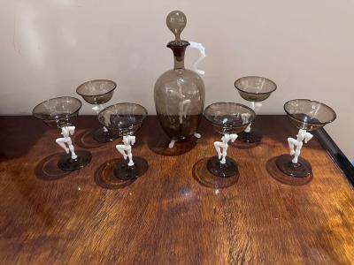 Complete Liqueur Set Original Decanter and 6 Matching Glasses