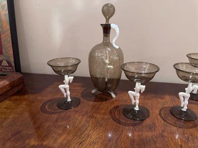 Complete Liqueur Set Original Decanter and 6 Matching Glasses