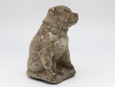 Composite Stone Bull Dog Garden Ornament England 1970s