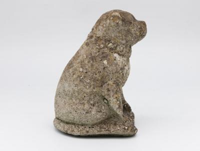 Composite Stone Bull Dog Garden Ornament England 1970s