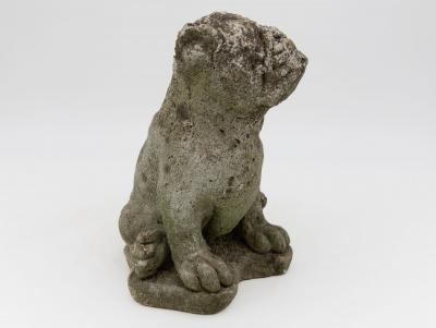 Composite Stone Bull Dog Garden Ornaments England 1970s