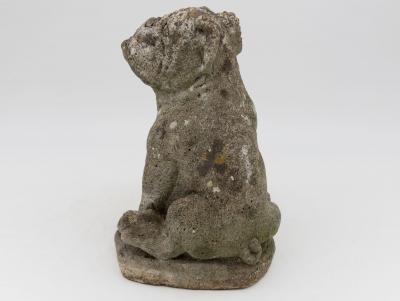 Composite Stone Bull Dog Garden Ornaments England 1970s