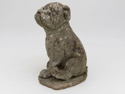 Composite Stone Bull Dog Garden Ornaments England 1970s