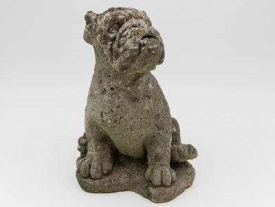 Composite Stone Bull Dog Garden Ornaments England 1970s