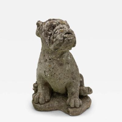 Composite Stone Bull Dog Garden Ornaments England 1970s