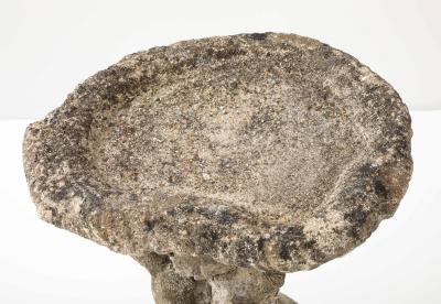 Composite Stone Faux Bois Birdbath with Squirrel Garden Ornament English 20th C