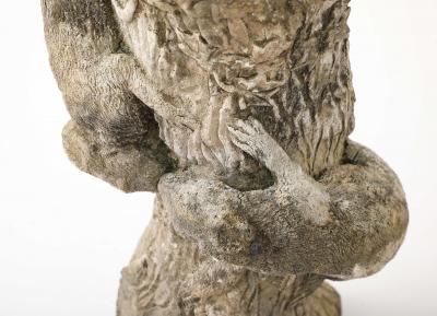 Composite Stone Faux Bois Birdbath with Squirrel Garden Ornament English 20th C