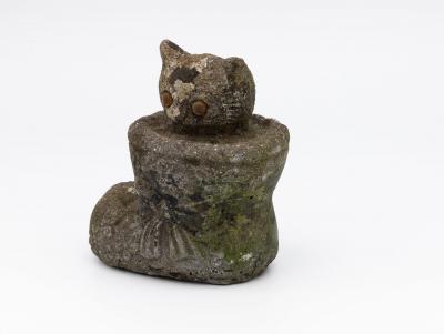 Composite Stone Kitten in Boot Garden Ornament English 20th Century