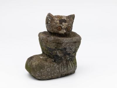 Composite Stone Kitten in Boot Garden Ornament English 20th Century