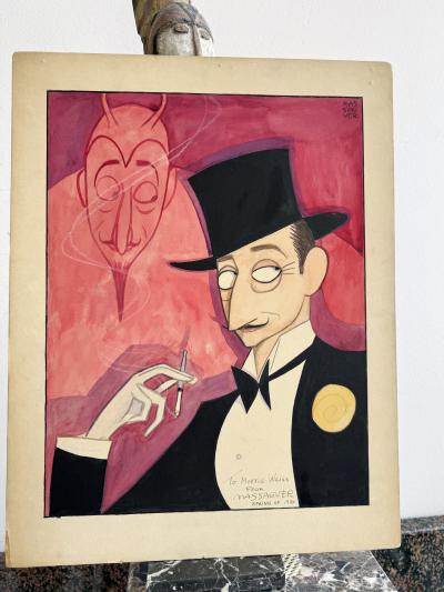Conrado Walter Massague Cuban Artist Caricature of Adolphe Menjou Debonair Devil