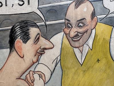 Conrado Walter Massaguer Charles de Gaulle Boxing Match Political Cartoon Cuban Artist