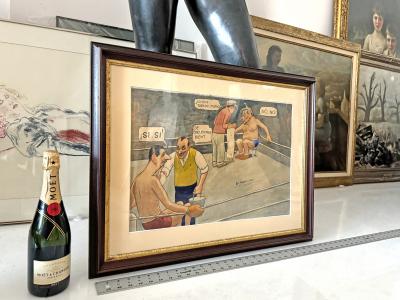 Conrado Walter Massaguer Charles de Gaulle Boxing Match Political Cartoon Cuban Artist