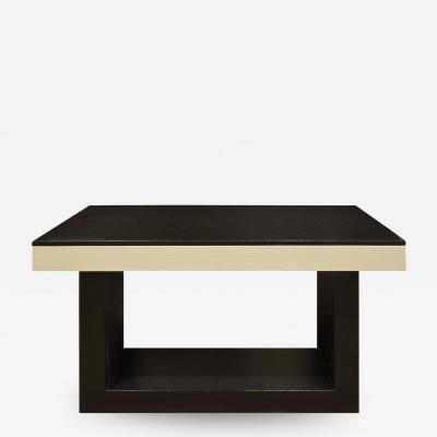 Console Table In Lacquered Linen with Black Granite Top 1970s