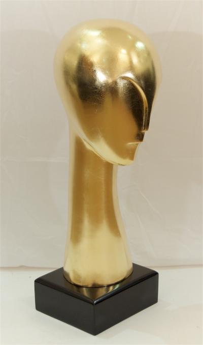 Constantin Br ncu i Giltwood Head Sculpture after Constantin Brancusi