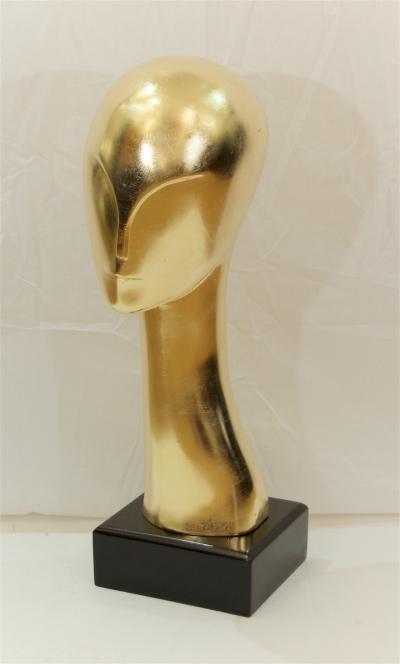 Constantin Br ncu i Giltwood Head Sculpture after Constantin Brancusi