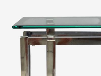 Constructivist Style Console Table Chromed Steel Beveled Glass USA 1980s