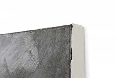 Contemporary Abstract Diptych Paintings Of Gold Leaf Shapes On Black Canvas