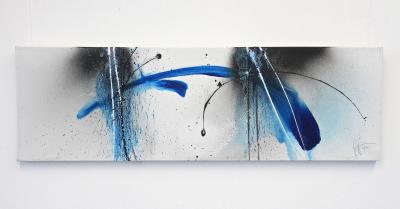 Contemporary Abstract Painting Blue Soot Acrylic On Canvas by MS AT 2017