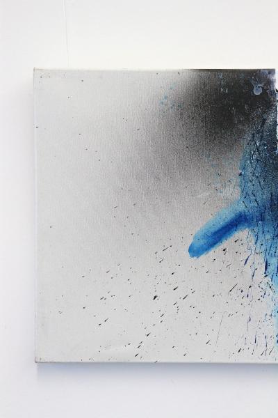 Contemporary Abstract Painting Blue Soot Acrylic On Canvas by MS AT 2017