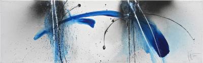Contemporary Abstract Painting Blue Soot Acrylic On Canvas by MS AT 2017