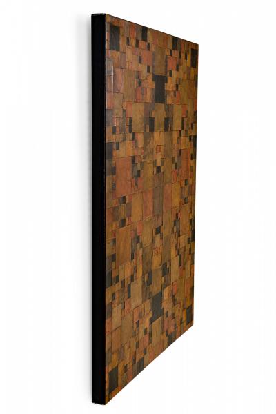 Contemporary Abstract Patchwork Leather Wall Art on Canvas