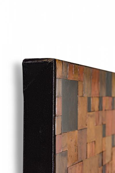Contemporary Abstract Patchwork Leather Wall Art on Canvas