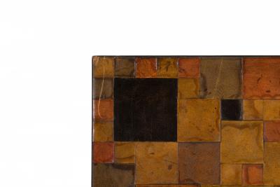Contemporary Abstract Patchwork Leather Wall Art on Canvas