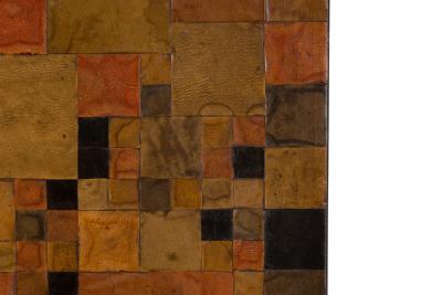 Contemporary Abstract Patchwork Leather Wall Art on Canvas