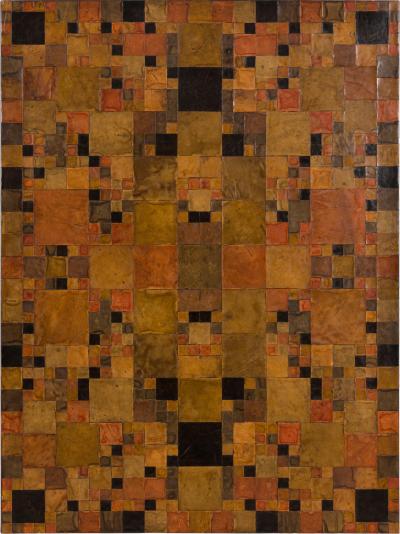 Contemporary Abstract Patchwork Leather Wall Art on Canvas