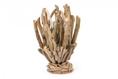 Contemporary Adirondack Style Glass and Twig Candle Holder