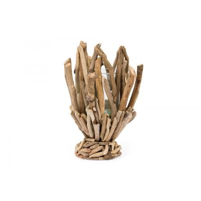 Contemporary Adirondack Style Glass and Twig Candle Holder