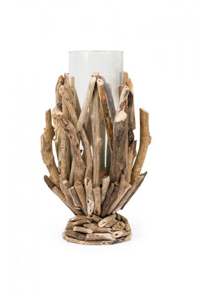 Contemporary Adirondack Style Twig and Glass Candle Holder
