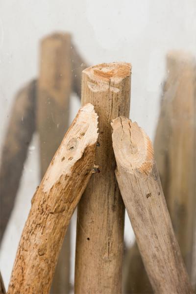 Contemporary Adirondack Style Twig and Glass Candle Holder