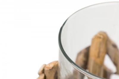 Contemporary Adirondack Style Twig and Glass Candle Holder