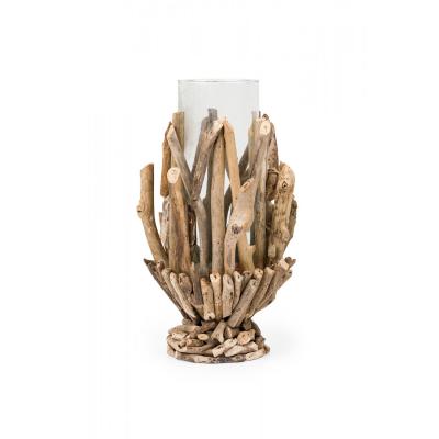 Contemporary Adirondack Style Twig and Glass Candle Holder