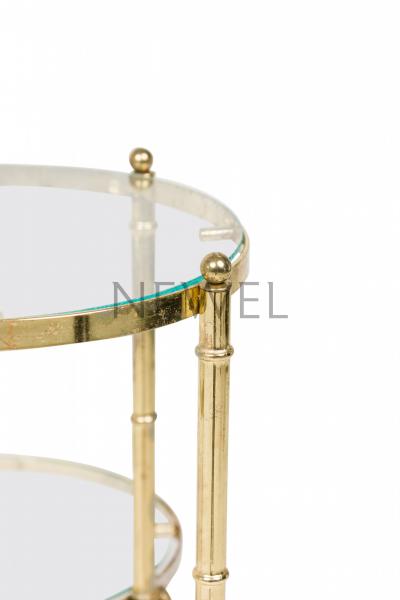 Contemporary American Gilt Metal and Clear Glass Tiered Plant Stand