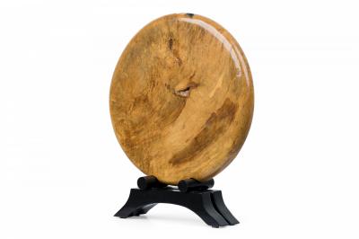 Contemporary American Modern Circular Wood Sculpture on Stand