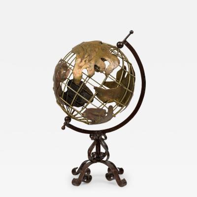 Contemporary American Rotating Metal Globe on Stand