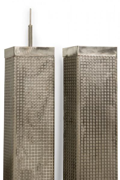 Contemporary American Shaped Silver Metal City Skyline Sculpture